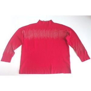 Ladies Calvin Klein Christmas Red LS Sweater W/Metallic Icicles Size XL